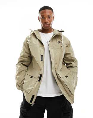 Nike Club Bowline Jacket In Khaki-black