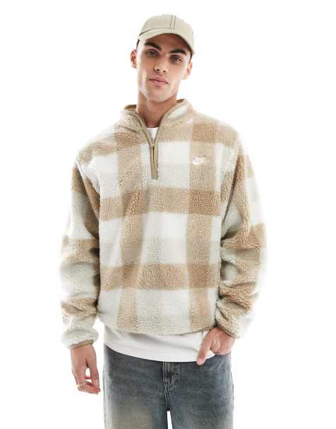 Nike – Club – Brunrutig fleece med halvlång dragkedja - view 1