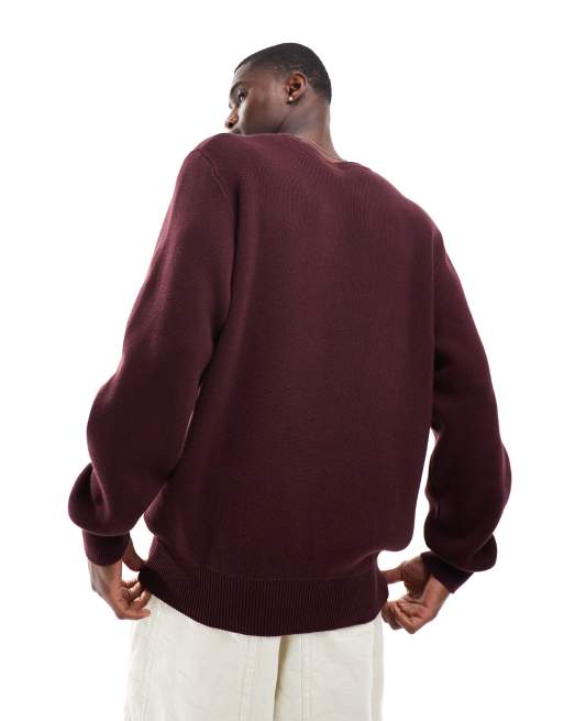 Nike – Club – Burgunderrotes Sweatshirt aus Strick mit Rundhalsausschnitt, 2 von 4