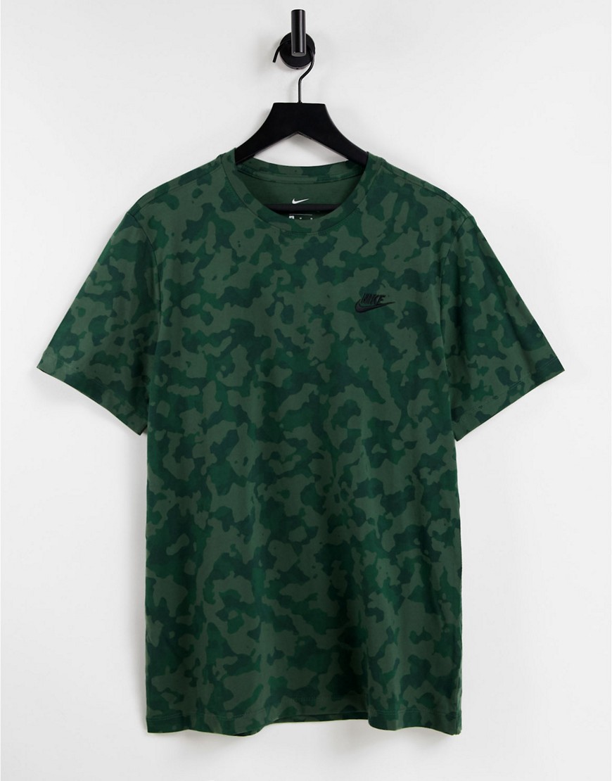 Nike Club camo print t-shirt in green