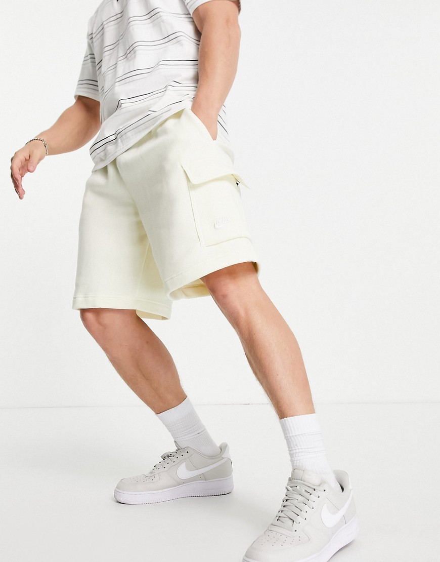 Nike Club cargo shorts in cream-White