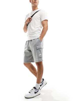 Nike Sportswear Club Wide-leg Fleece-back Cotton-blend Jersey Cargo Shorts In Gray