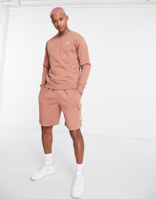 Nike – Club – Cargo-Shorts in Tonerde-Braun mit Fleece-Innenseite, 2 von 4
