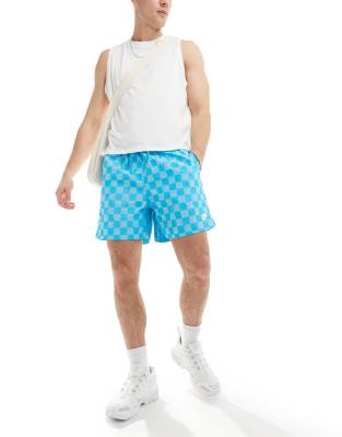 Nike Club Checkerboard Shorts In Blue