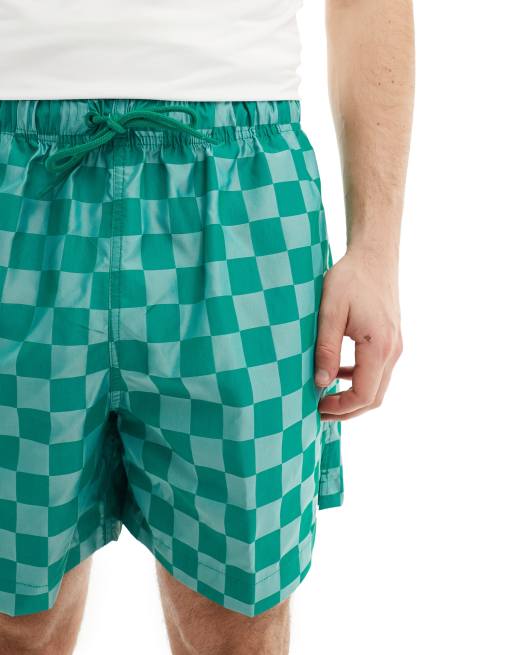 Nike Club checkerboard shorts in green ASOS