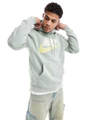 Nike Club Chenile Futura Logo Hoodie In Light Green