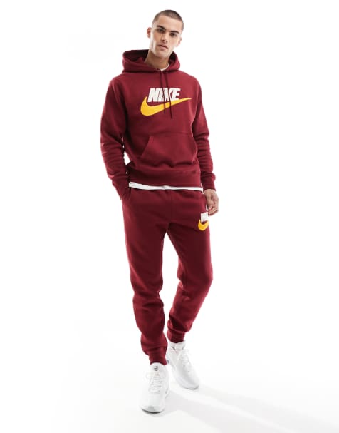 Nike Club chenille logo hoodie and sweatpants set in red - view 1