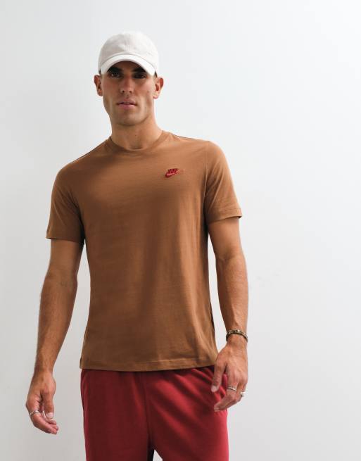 Nike Club chest logo t-shirt in brown, 5 of 5
