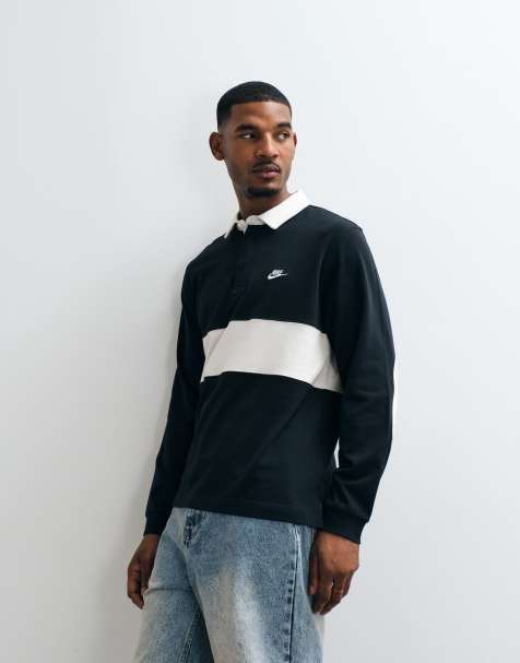 Nike Club chest stripe rugby polo in black - view 1