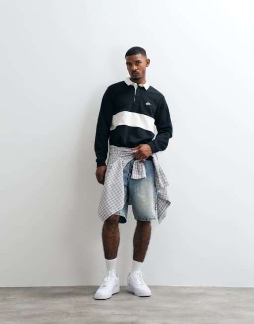 Nike Club chest stripe rugby polo in black, 3 of 5
