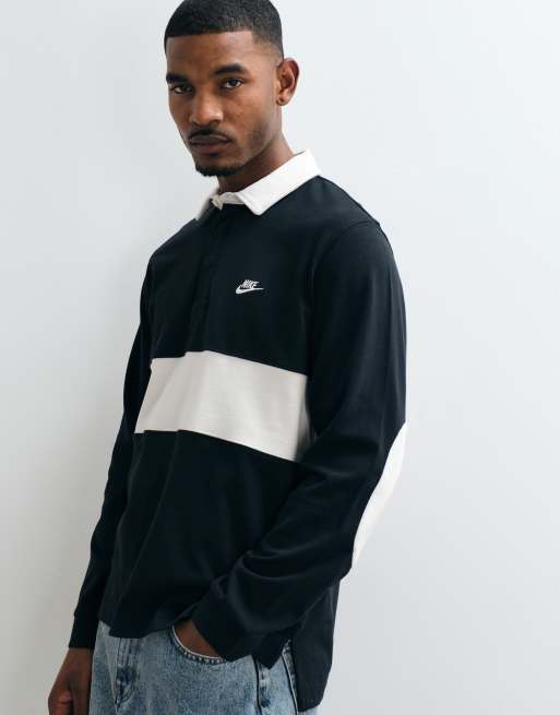 Nike Club chest stripe rugby polo in black, 5 of 5