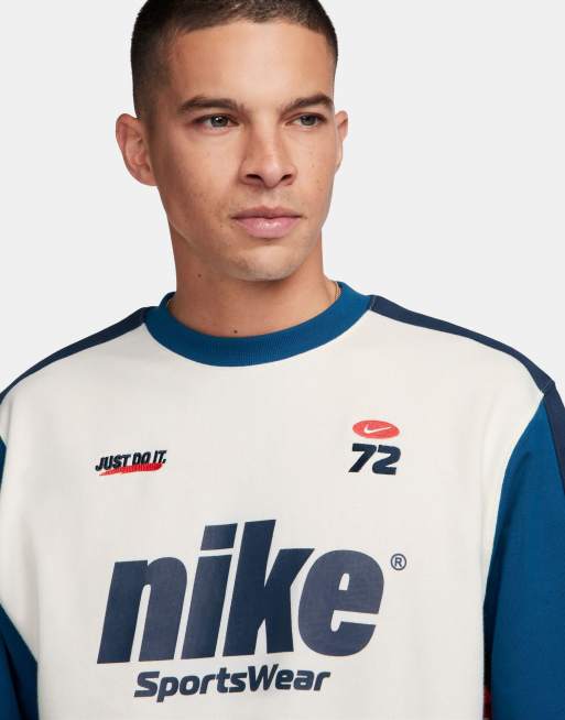 ◆Nike◆Club Circuit クルーネック スウェットシャツ 送料込 Nike Club Circuit crew neck sweatshirt in sail and blue | ASOS