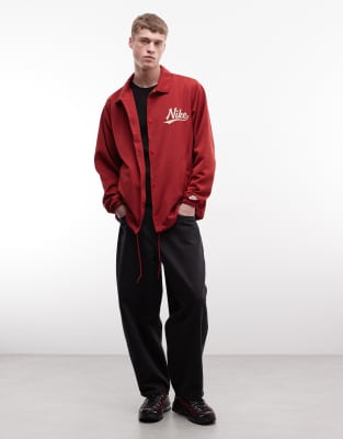 Nike Club Coaches Jacket In Red