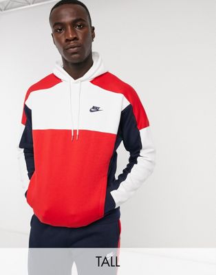 Nike Club color block hoodie in red 
