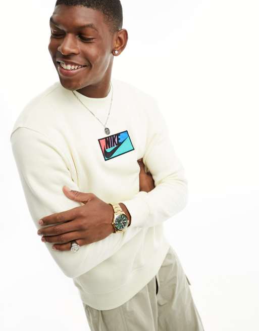 Nike - Club - Cremefarvet sweatshirt med patch-logo