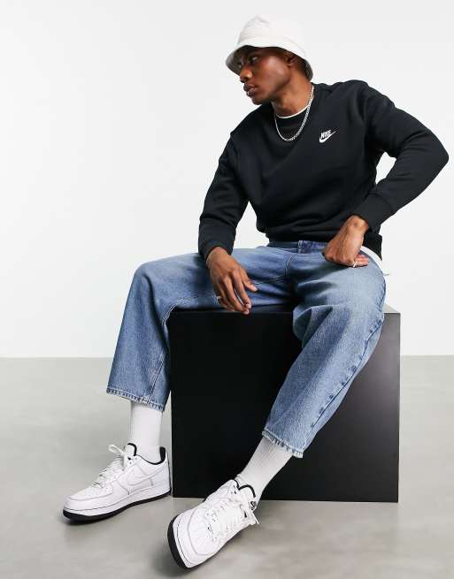 Nike Club crew neck sweat in black ASOS