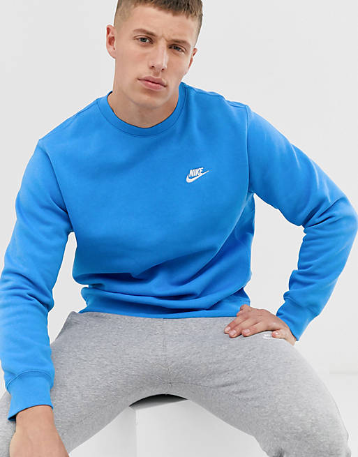Nike Club crew neck sweat in blue | ASOS