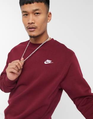 nike club crew neck sweat in red