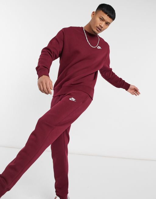 Nike Club crew neck sweat in burgundy