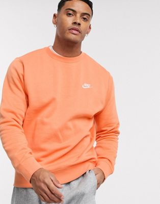 nike club crew sweatshirt orange