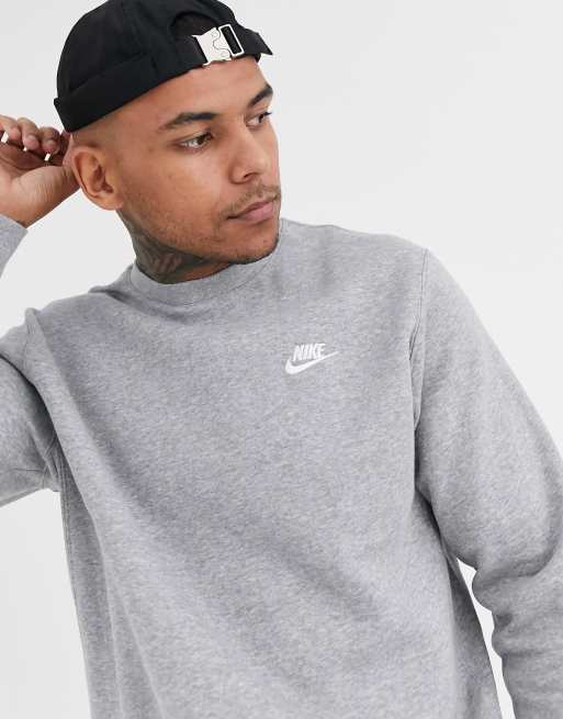 Nike crew neck club best sale sweatshirt grey