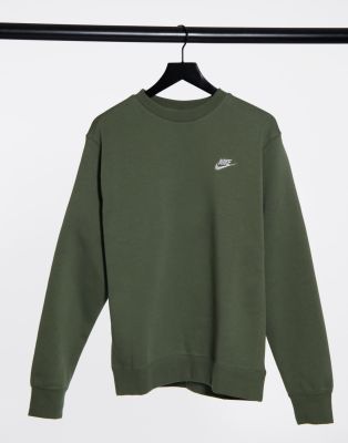 nike swoosh crew neck sweat in khaki