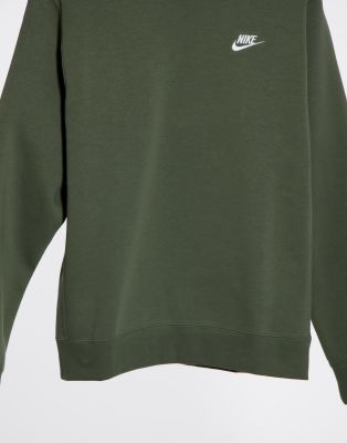 nike club crew neck sweat in khaki