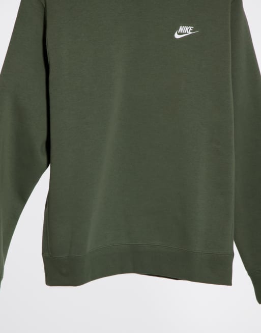 Nike club crew neck sweat in khaki new arrivals