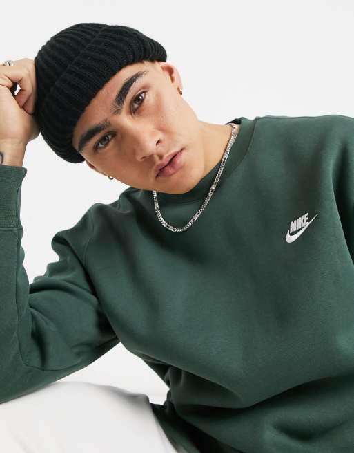 Nike club crew neck sweat in khaki new arrivals