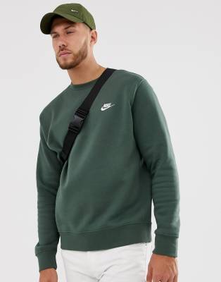 nike club crew neck sweat in khaki