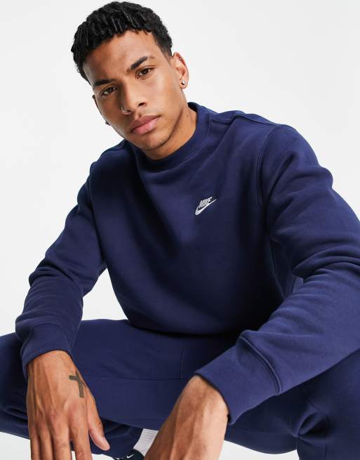 Nike Club neck sweat in navy |