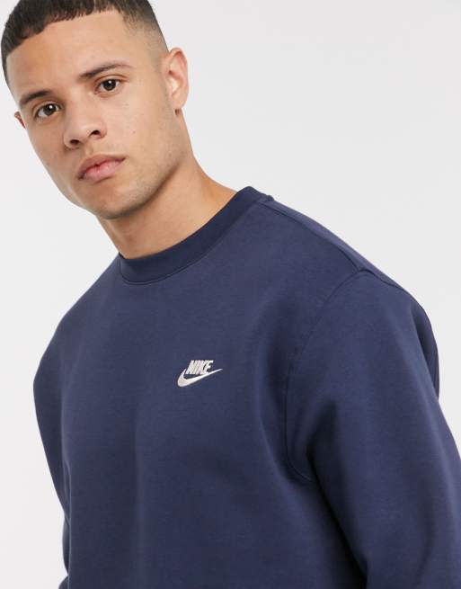 Nike Club crew neck sweat in navy ASOS Nike Club crew neck sweat in navy ASOS