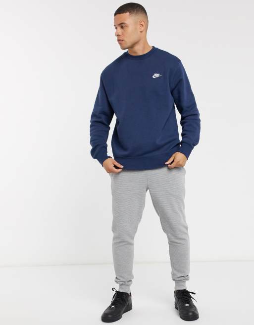 Nike club swoosh store crew sweatshirt in navy