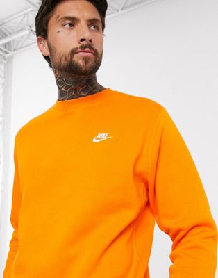 Nike Club crew neck sweat in orange | ASOS