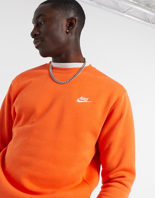 Nike Club crew neck sweat in orange