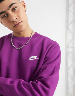 nike club crew neck sweat in pale purple