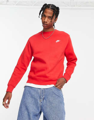 Nike Mens Club Crew Neck Sweatshirt - Red