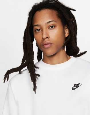 nike club crew neck sweat in white