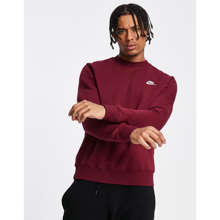 Nike burgundy crew on sale neck