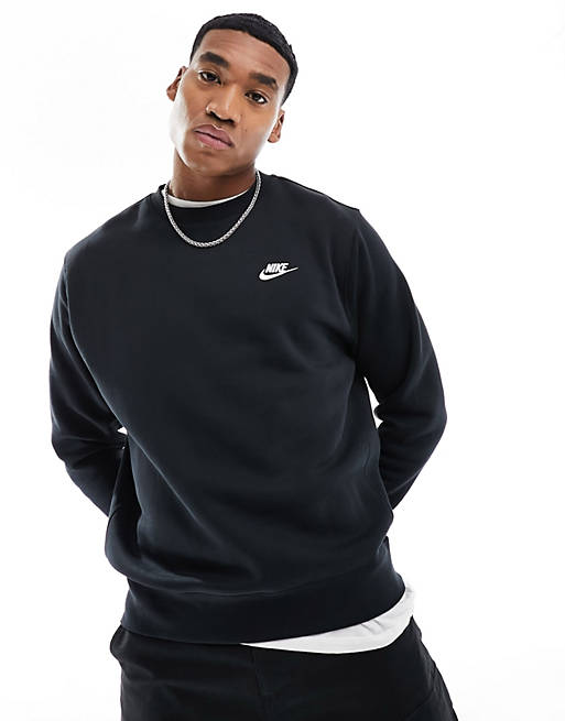 Nike Club crew neck sweatshirt in black | ASOS