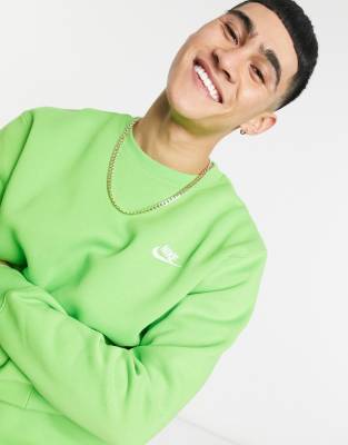 Nike Club Crewneck Sweatshirt In Lime Green In Green