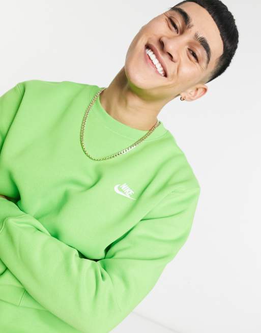 nike club crew neck sweat in lime