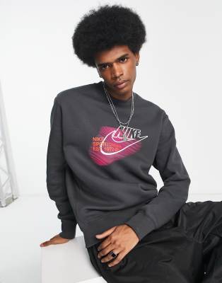 Nike all over outlet print swoosh crew sweatshirt