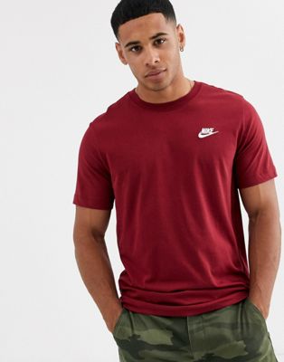Nike Club crew neck t-shirt in burgundy 