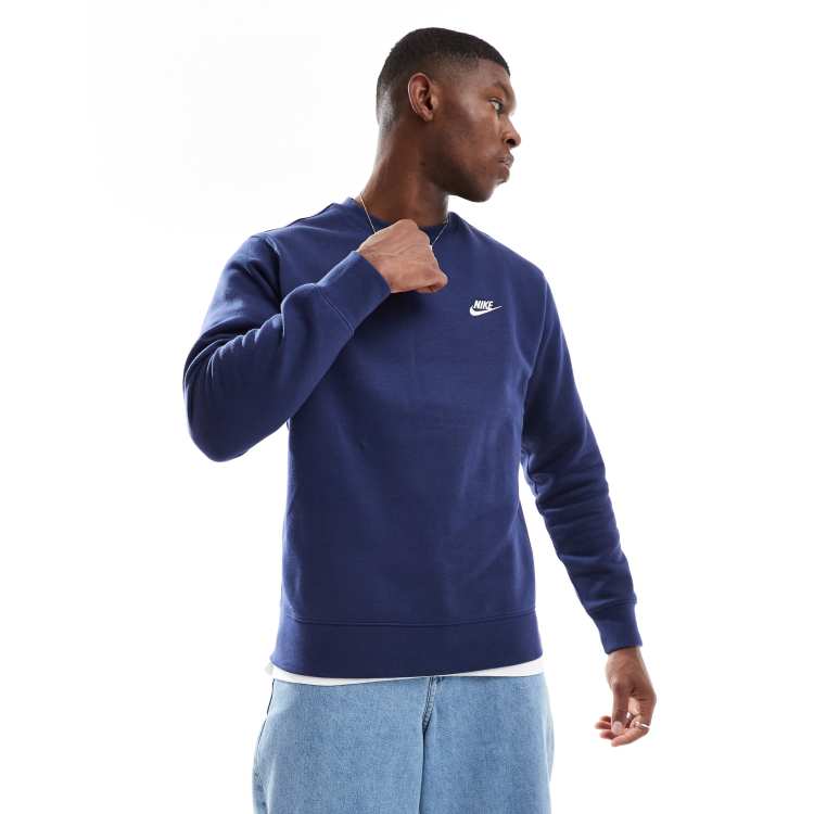 Nike Club crew sweatshirt in navy ASOS