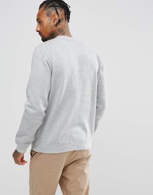 nike club swoosh crew neck sweatshirt in grey