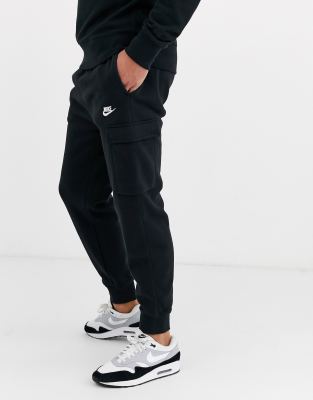 Nike Club cuffed cargo joggers in black 