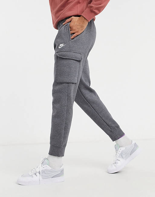Nike Club cuffed cargo joggers in dark grey | ASOS