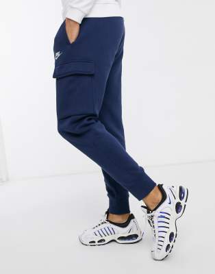 Nike Club cuffed cargo joggers in navy 