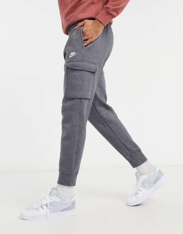 Nike Club cuffed cargo sweatpants in dark gray